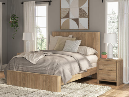 Haines Furniture Outlet - Ashley Furniture - Gramburg Bedroom - Queen Panel Bed / Warm Natural Brown - PCB1121B4