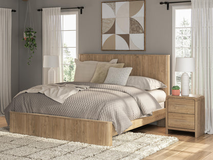 Haines Furniture Outlet - Ashley Furniture - Gramburg Bedroom - King Panel Bed / Warm Natural Brown - PCB1121B16