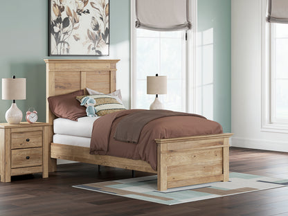 Haines Furniture Outlet - Ashley Furniture - Makidern Bedroom - Twin Panel Bed / Tan - PCB1170B18