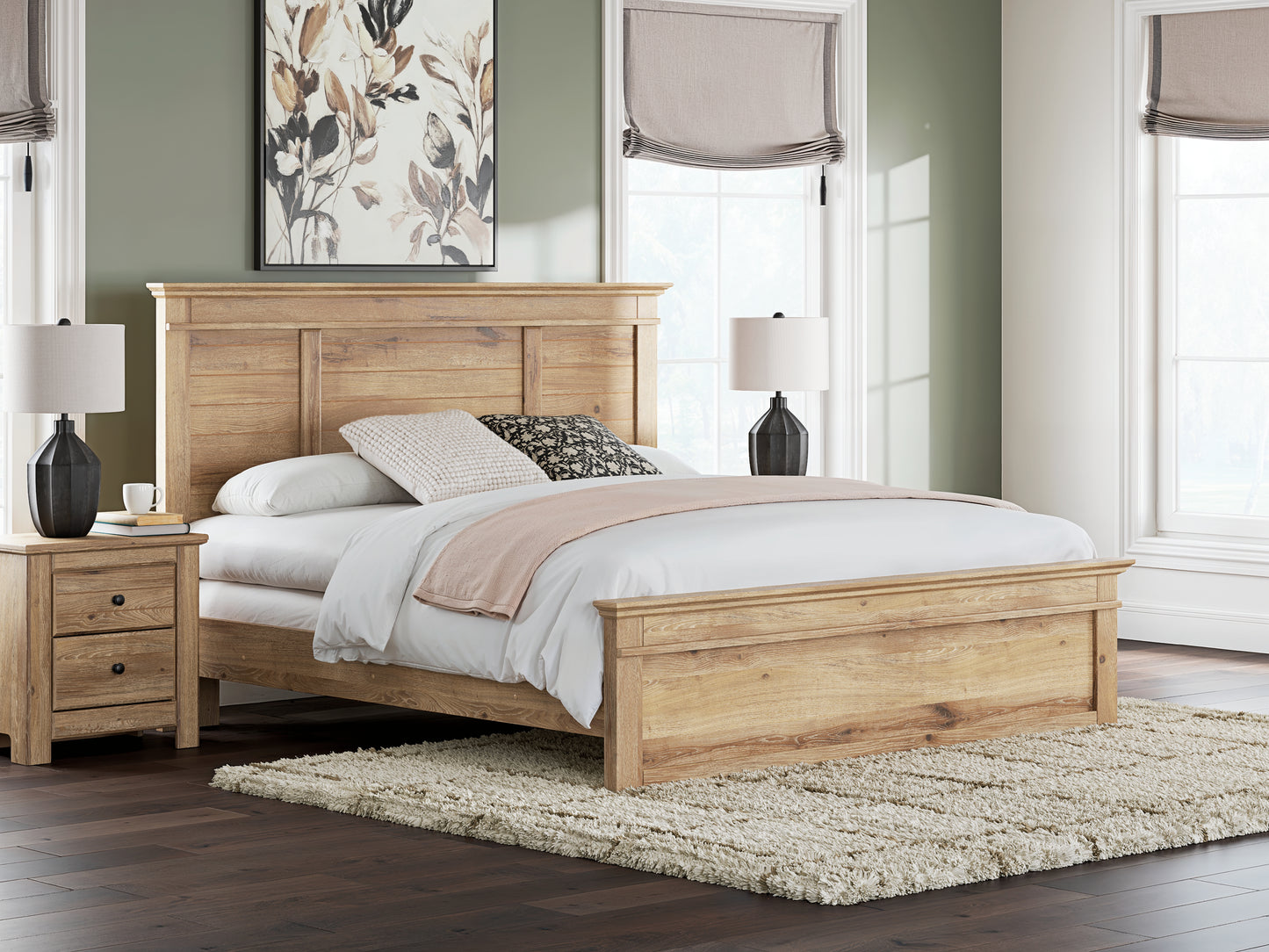 Haines Furniture Outlet - Ashley Furniture - Makidern Bedroom - King Panel Bed / Tan - PCB1170B12