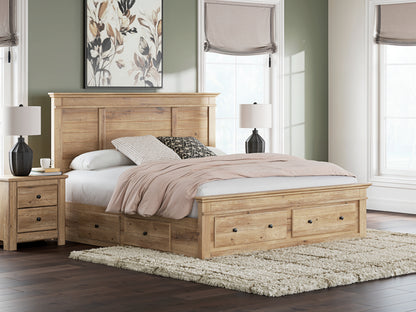 Haines Furniture Outlet - Ashley Furniture - Makidern Bedroom - King Panel Storage Bed / Tan - PCB1170B16