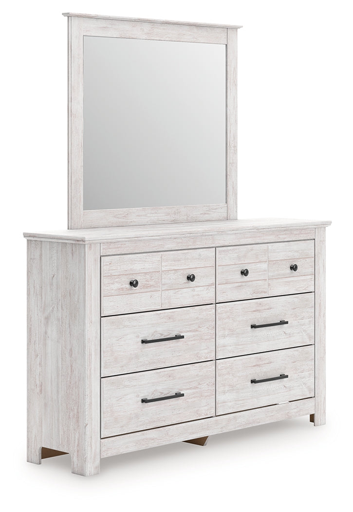 Haines Furniture Outlet - Ashley Furniture - Makidern Bedroom - Dresser and Mirror / Whitewash - PCB1171B1