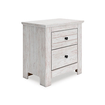 Haines Furniture Outlet - Ashley Furniture - Makidern Bedroom - Two Drawer Night Stand / Whitewash - PCB1171-92