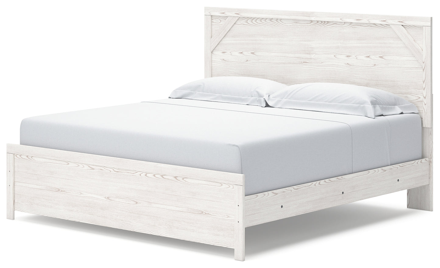 Haines Furniture Outlet - Ashley Furniture - Gerridan Bedroom - King Panel Bed / White/Gray - B1190B3