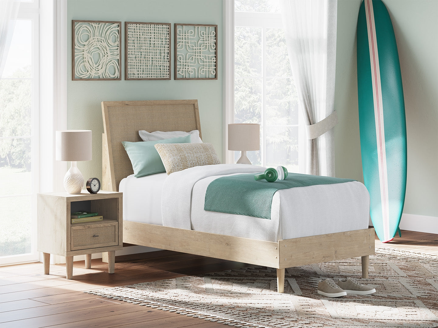 Haines Furniture Outlet - Ashley Furniture - Cielden Bedroom - Twin Panel Bed / Two-tone - B1199B18