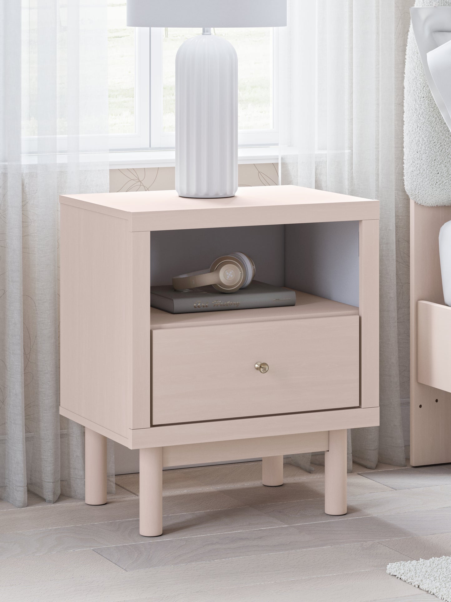 Haines Furniture Outlet - Ashley Furniture - Wistenpine Bedroom - One Drawer Night Stand / Blush - B1323-91