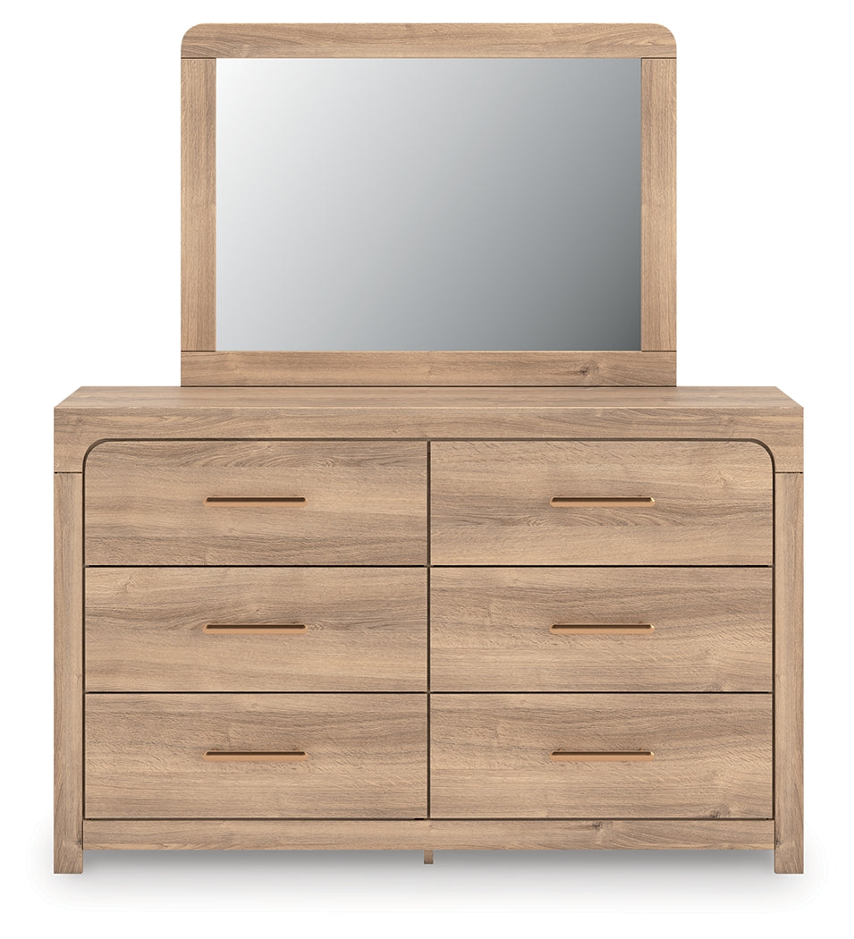 Haines Furniture Outlet - Ashley Furniture - Kinlanni Bedroom - Dresser and Mirror / Tan - PCB1360B1