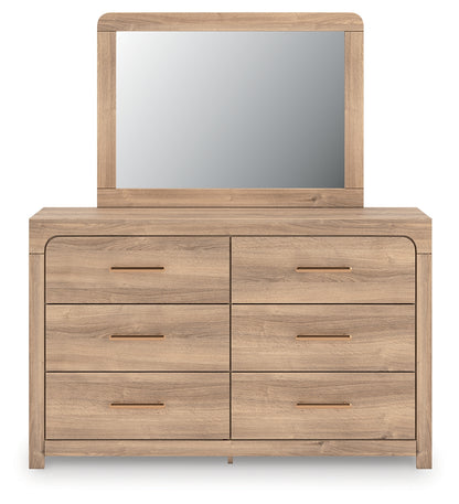 Haines Furniture Outlet - Ashley Furniture - Kinlanni Bedroom - Dresser and Mirror / Tan - PCB1360B1