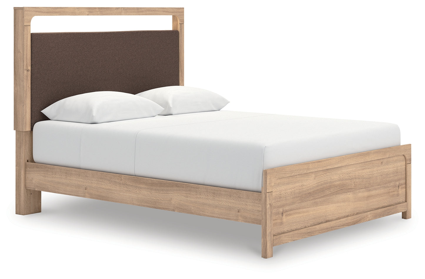 Haines Furniture Outlet - Ashley Furniture - Kinlanni Bedroom - Queen Upholstered Platform Bed / Tan - PCB1360B10