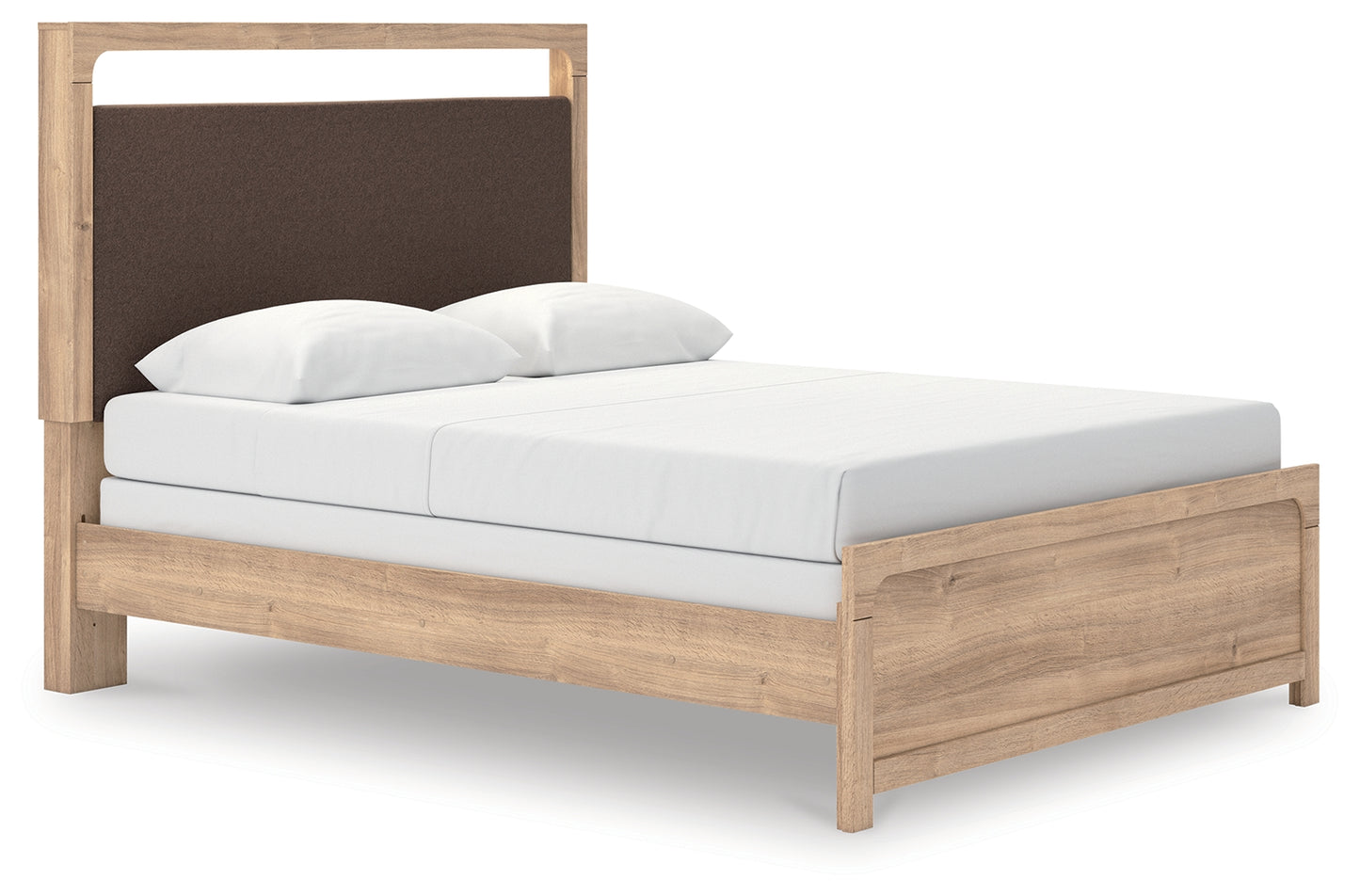 Haines Furniture Outlet - Ashley Furniture - Kinlanni Bedroom - Queen Upholstered Panel Bed / Tan - PCB1360B4