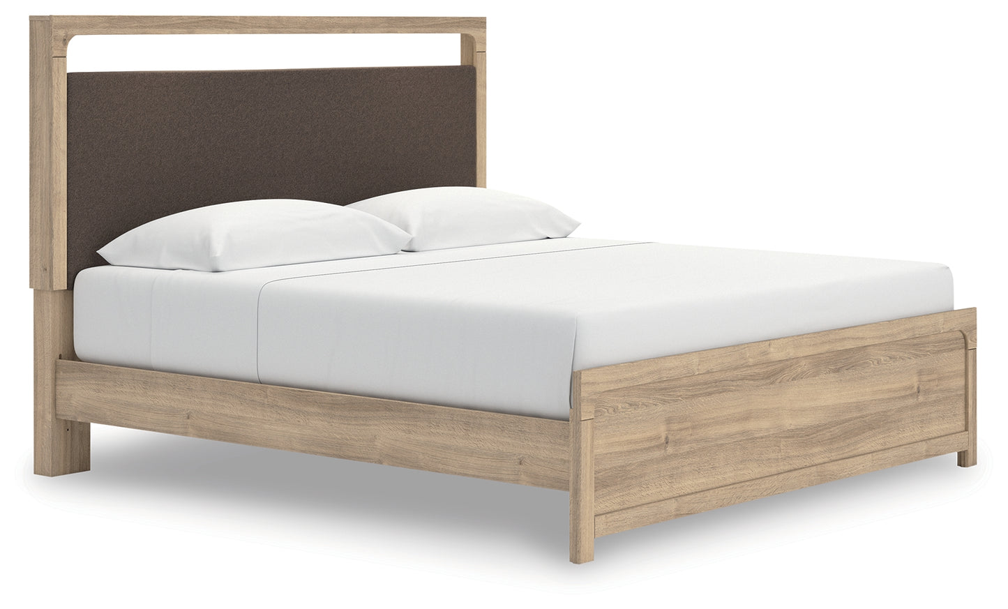 Haines Furniture Outlet - Ashley Furniture - Kinlanni Bedroom - King Upholstered Platform Bed / Tan - PCB1360B16