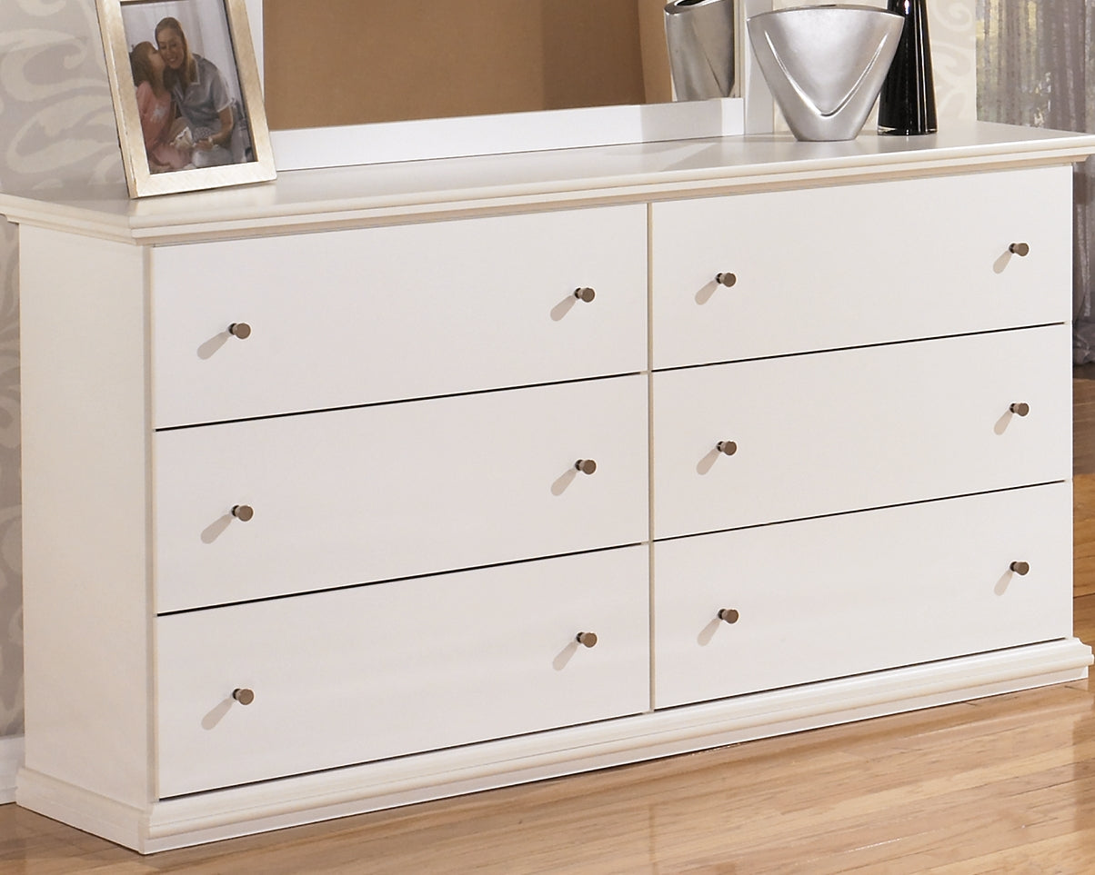 Haines Furniture Outlet - Ashley Furniture - Bostwick Shoals Bedroom - Dresser and Mirror / White - B139B40