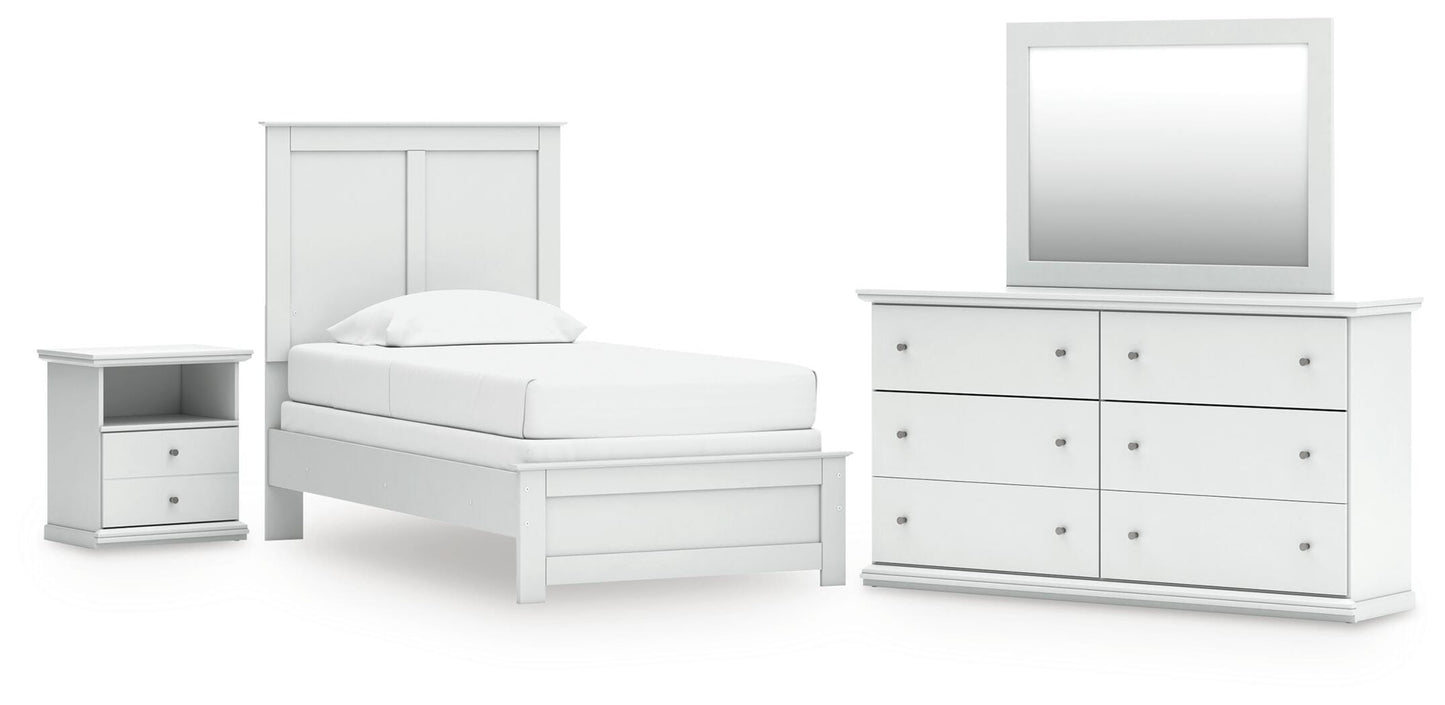 Haines Furniture Outlet - Ashley Furniture - Bostwick Shoals Twin Panel Bed, Dresser, Mirror and Nightstand - Twin Panel Bed, Dresser, Mirror and Nightstand - B139B60