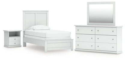 Haines Furniture Outlet - Ashley Furniture - Bostwick Shoals Twin Panel Bed, Dresser, Mirror and Nightstand - Twin Panel Bed, Dresser, Mirror and Nightstand - B139B60