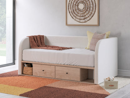 Haines Furniture Outlet - Ashley Furniture - Arloster Bedroom - Twin Upholstered Day Bed with Storage / Tan/White - PCB1566B9