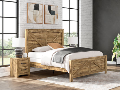 Haines Furniture Outlet - Ashley Furniture - Maystonna Bedroom - King Crossbuck Panel Bed - PCB1580B6