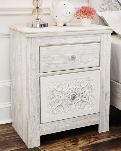 Haines Furniture Outlet - Ashley Furniture - Paxberry Bedroom - Two Drawer Night Stand / Whitewash - B181-92
