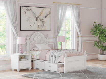 Haines Furniture Outlet - Ashley Furniture - Kozlani Bedroom - Twin Upholstered Panel Bed with Storage / White - PCB1819B17