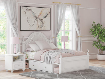 Haines Furniture Outlet - Ashley Furniture - Kozlani Bedroom - Full Upholstered Panel Bed with Storage / White - PCB1819B18