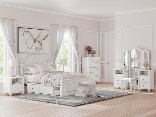 Haines Furniture Outlet - Ashley Furniture - Kozlani Bedroom - Full Upholstered Panel Storage Bed / White - PCB1819B10