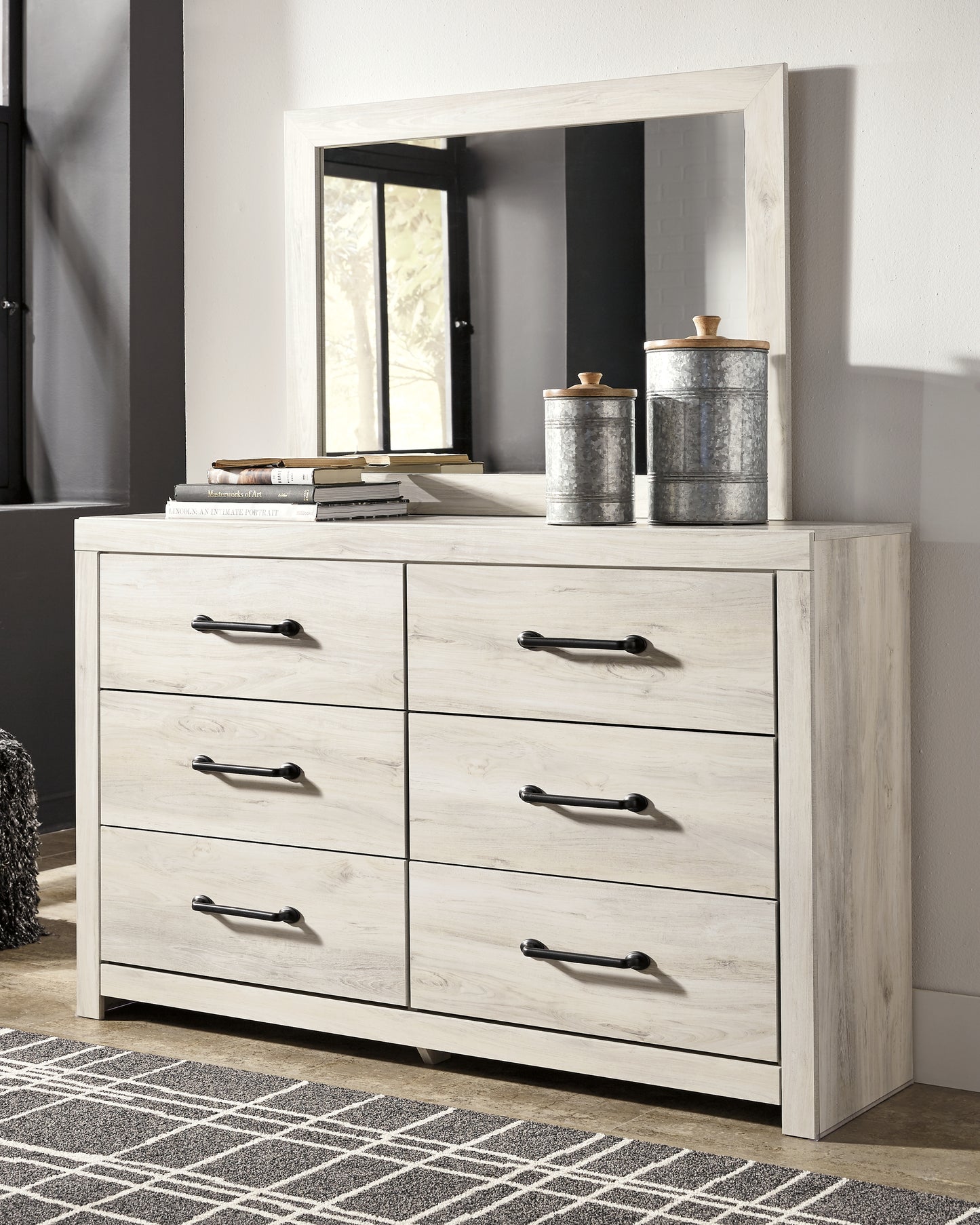 Haines Furniture Outlet - Ashley Furniture - Cambeck Bedroom - King Panel Bed with 4 Storage Drawers / Whitewash - B192B27
