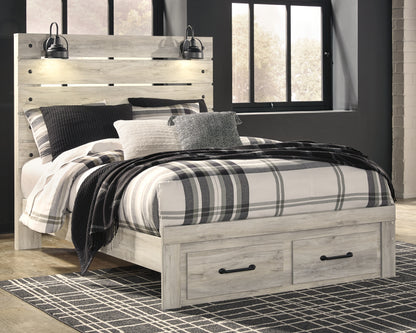 Haines Furniture Outlet - Ashley Furniture - Cambeck Bedroom - Queen Panel Bed with 2 Storage Drawers / Whitewash - B192B8
