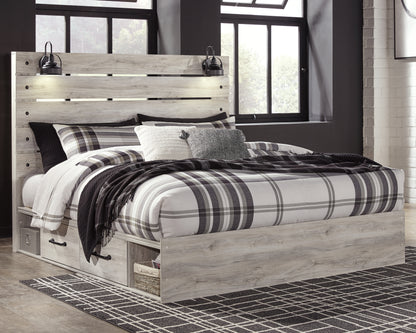 Haines Furniture Outlet - Ashley Furniture - Cambeck Bedroom - King Panel Bed with 4 Storage Drawers / Whitewash - B192B27