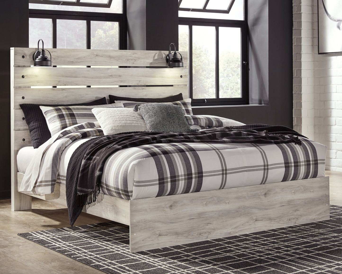 Haines Furniture Outlet - Ashley Furniture - Cambeck Bedroom - King Panel Bed / Whitewash - B192B28