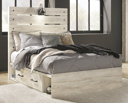 Haines Furniture Outlet - Ashley Furniture - Cambeck Bedroom - Full Panel Bed with 4 Storage Drawers / Whitewash - B192B34