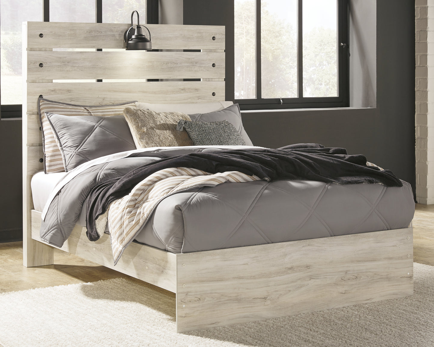 Haines Furniture Outlet - Ashley Furniture - Cambeck Bedroom - Full Panel Bed / Whitewash - B192B3
