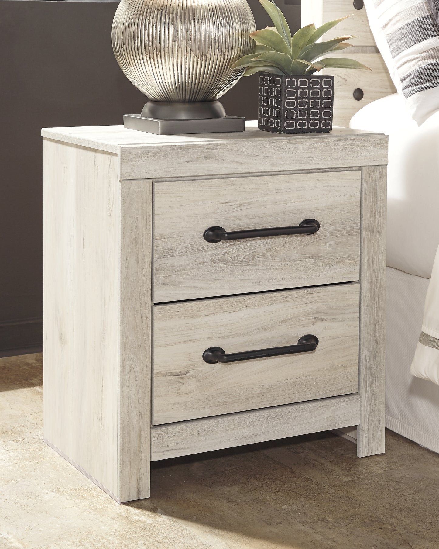 Haines Furniture Outlet - Ashley Furniture - Cambeck Bedroom - Two Drawer Night Stand / Whitewash - B192-92