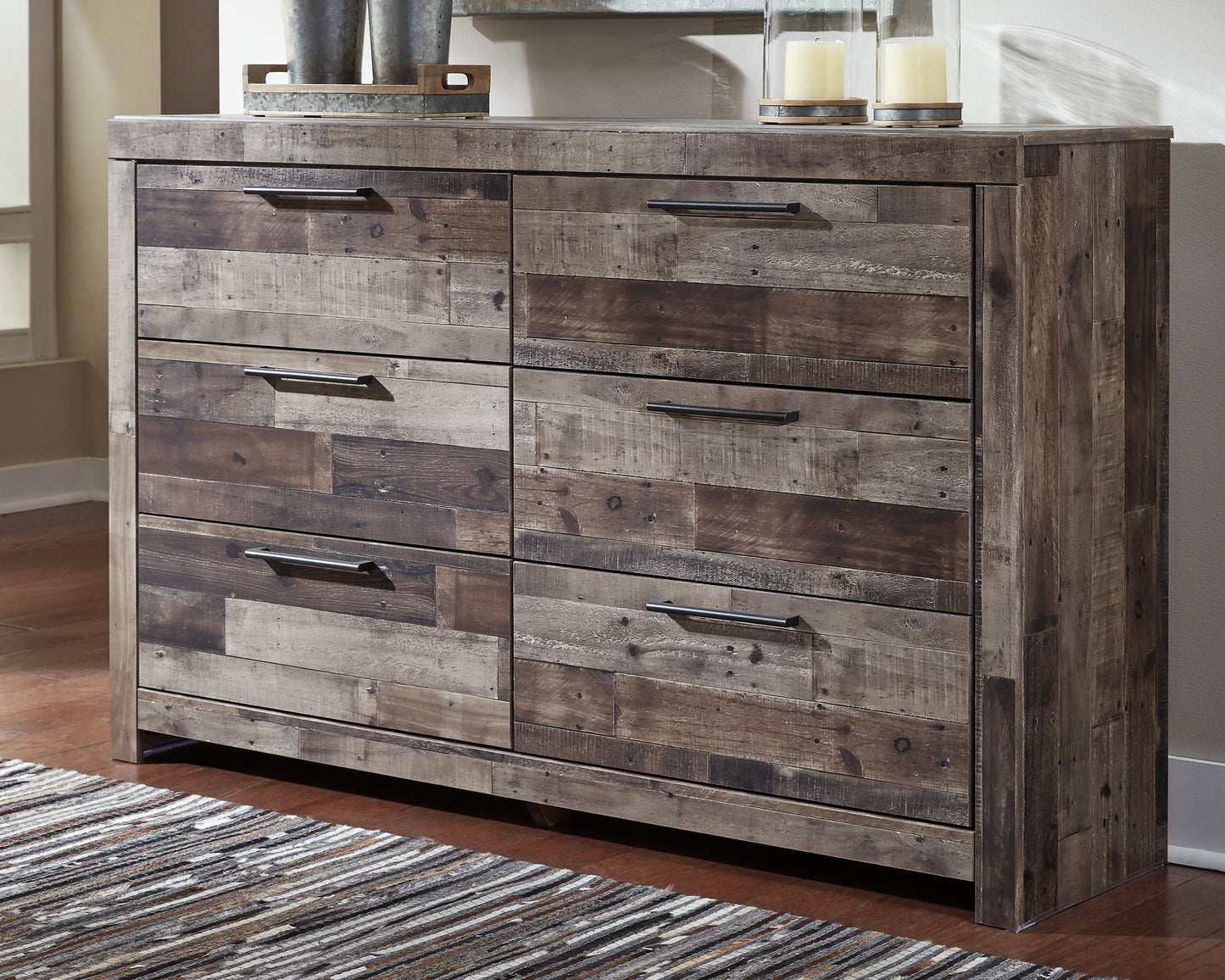 Haines Furniture Outlet - Ashley Furniture - Derekson Bedroom - Six Drawer Dresser / Multi Gray - B200-31