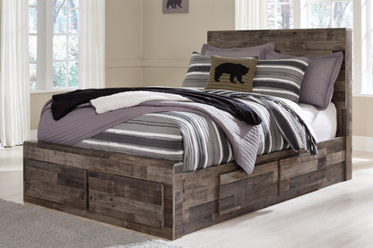 Haines Furniture Outlet - Ashley Furniture - Derekson Bedroom - Full Panel Bed with 6 Storage Drawers / Multi Gray - B200B10