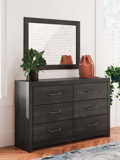 Haines Furniture Outlet - Ashley Furniture - Hollivern Bedroom - Dresser and Mirror / Dark Gray - PCB2108B1