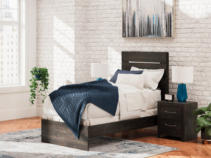 Haines Furniture Outlet - Ashley Furniture - Hollivern Bedroom - Twin Panel Bed / Dark Gray - PCB2108B11