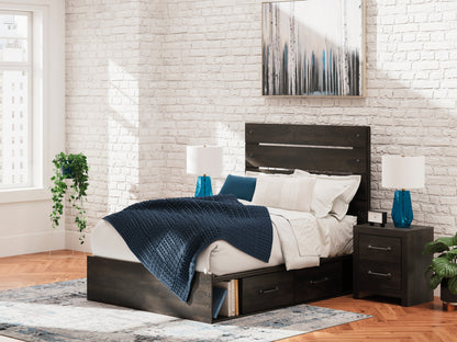 Haines Furniture Outlet - Ashley Furniture - Hollivern Bedroom - Full Panel Bed with Storage / Dark Gray - PCB2108B16