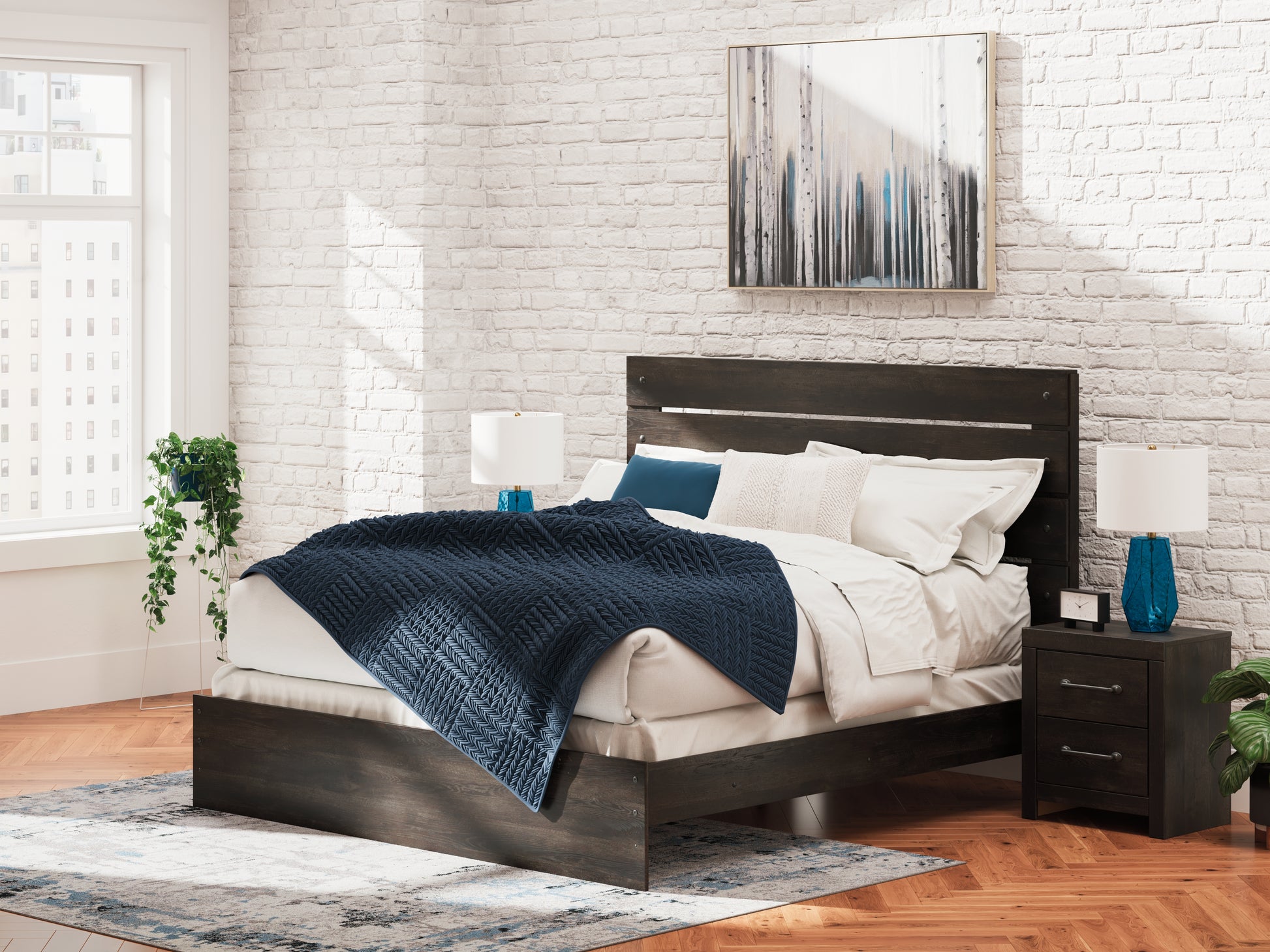 Haines Furniture Outlet - Ashley Furniture - Hollivern Bedroom - Full Panel Storage Bed / Dark Gray - PCB2108B15