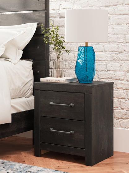 Haines Furniture Outlet - Ashley Furniture - Hollivern Bedroom - Two Drawer Night Stand / Dark Gray - PCB2108-92