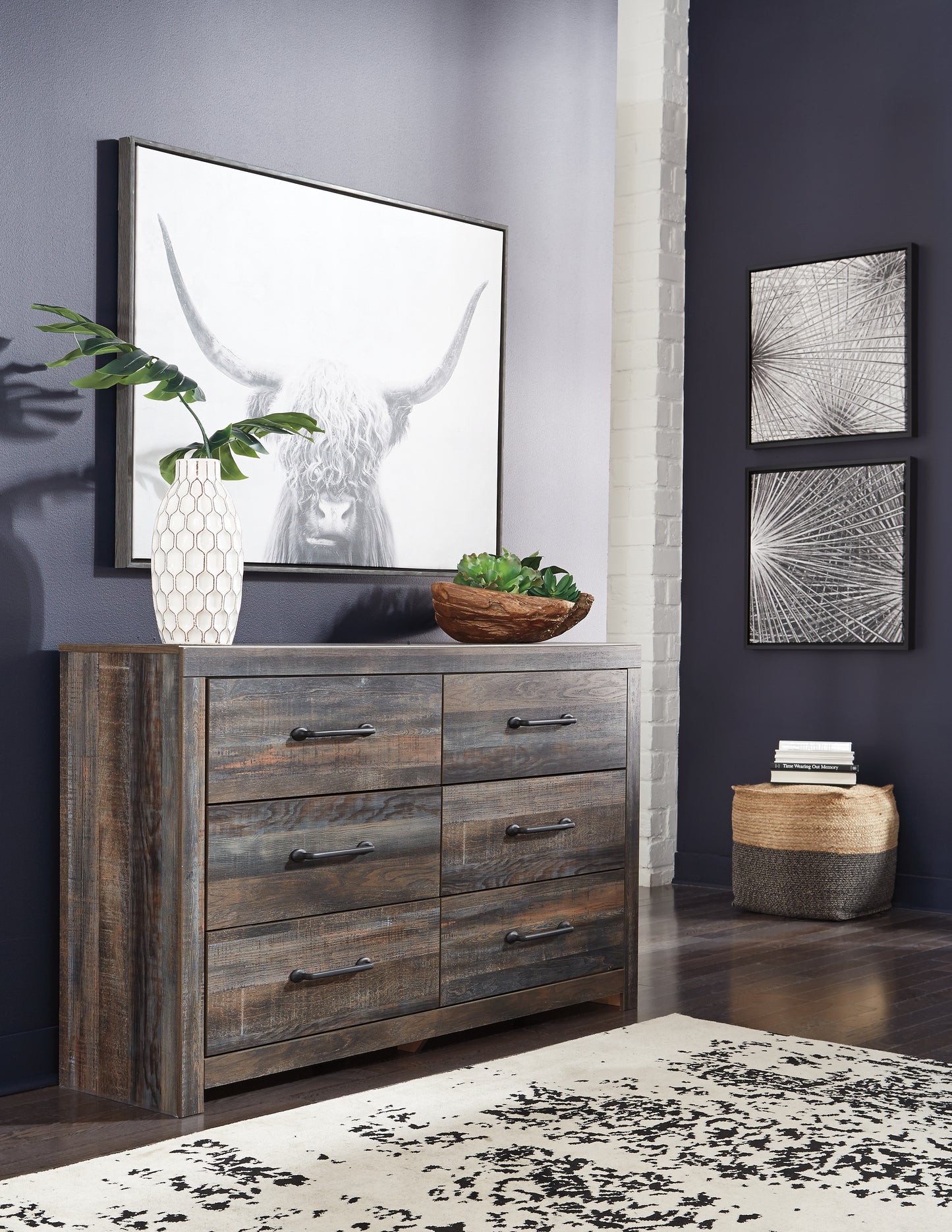Haines Furniture Outlet - Ashley Furniture - Drystan Bedroom - Six Drawer Dresser / Multi - B211-31