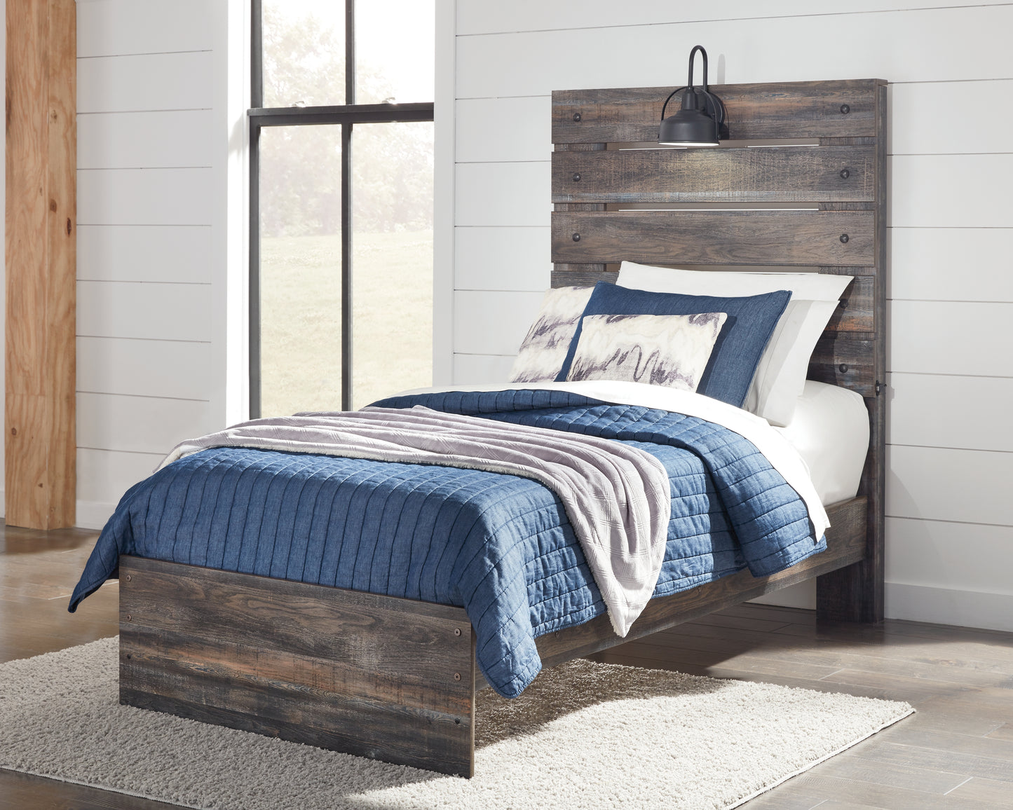 Haines Furniture Outlet - Ashley Furniture - Drystan Bedroom - Twin Panel Bed / Multi - B211B2