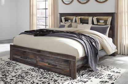 Haines Furniture Outlet - Ashley Furniture - Drystan Bedroom - King Bookcase Bed with 2 Storage Drawers / Multi - B211B27