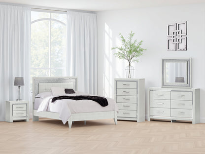 Haines Furniture Outlet - Ashley Furniture - Zyniden Bedroom - Queen Upholstered Panel Bed / Silver - B2114B2