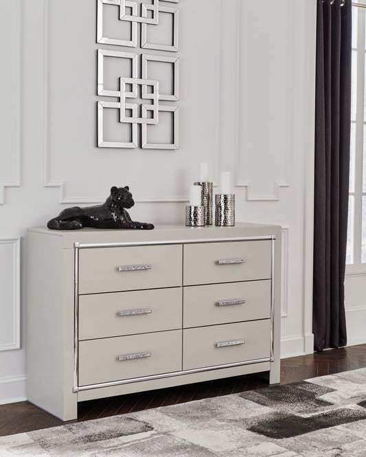 Haines Furniture Outlet - Ashley Furniture - Zyniden Bedroom - Five Drawer Chest / Silver - B2114-46
