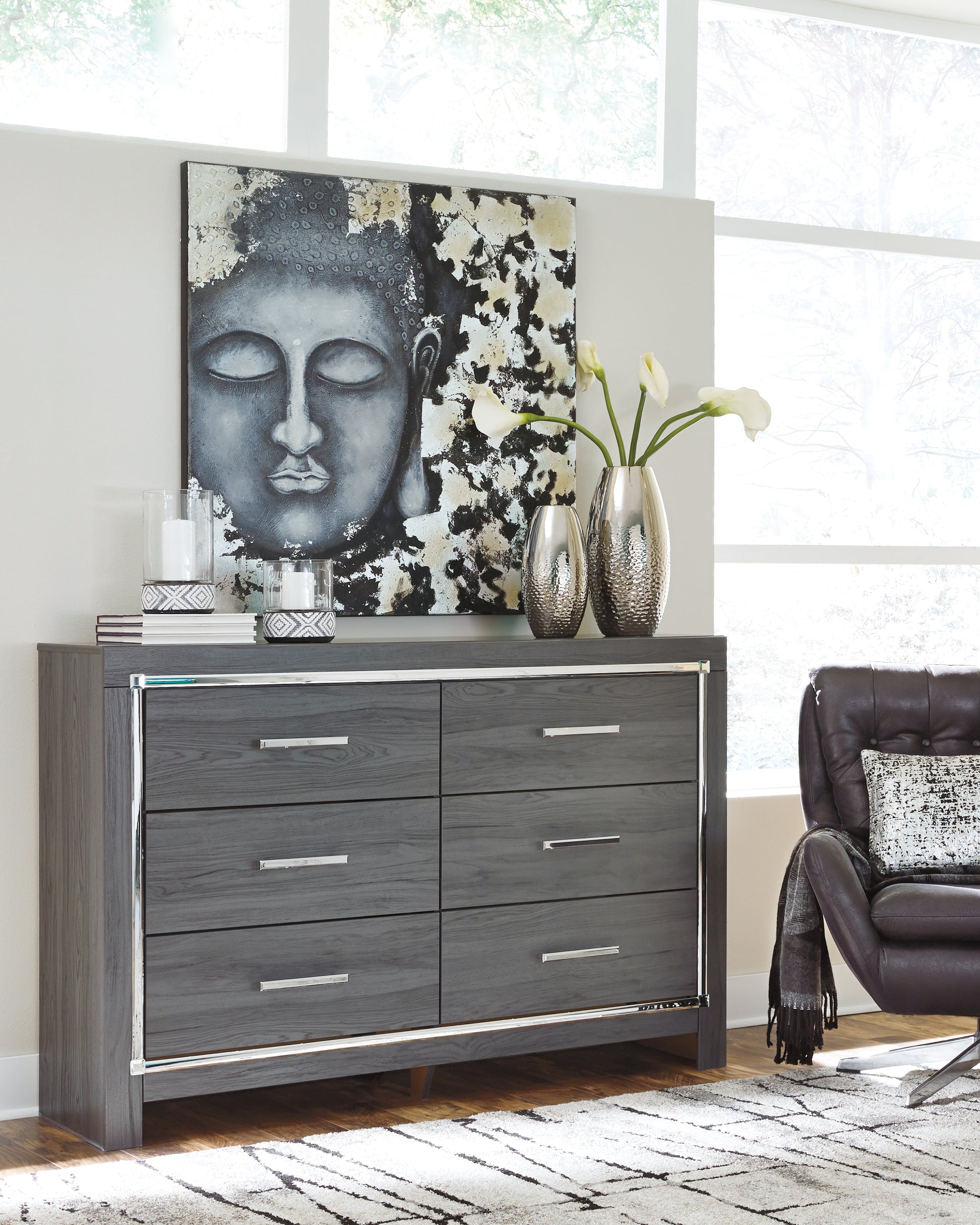Haines Furniture Outlet - Ashley Furniture - Lodanna Bedroom - Two Drawer Night Stand / Gray - B214-92