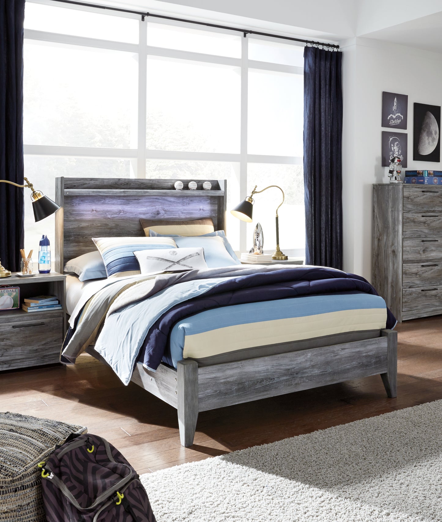 Haines Furniture Outlet - Ashley Furniture - Baystorm Bedroom - Full Panel Bed / Gray - B221B21