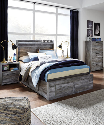 Haines Furniture Outlet - Ashley Furniture - Baystorm Bedroom - Full Panel Bed with 4 Storage Drawers / Gray - B221B25
