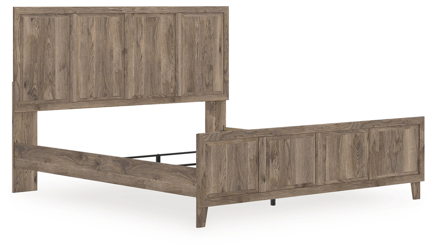 Haines Furniture Outlet - Ashley Furniture - Rusticott Bedroom - King Panel Bed / Brown - PCB2260B6
