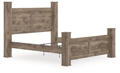 Haines Furniture Outlet - Ashley Furniture - Rusticott Bedroom - King Poster Bed / Brown - PCB2260B7