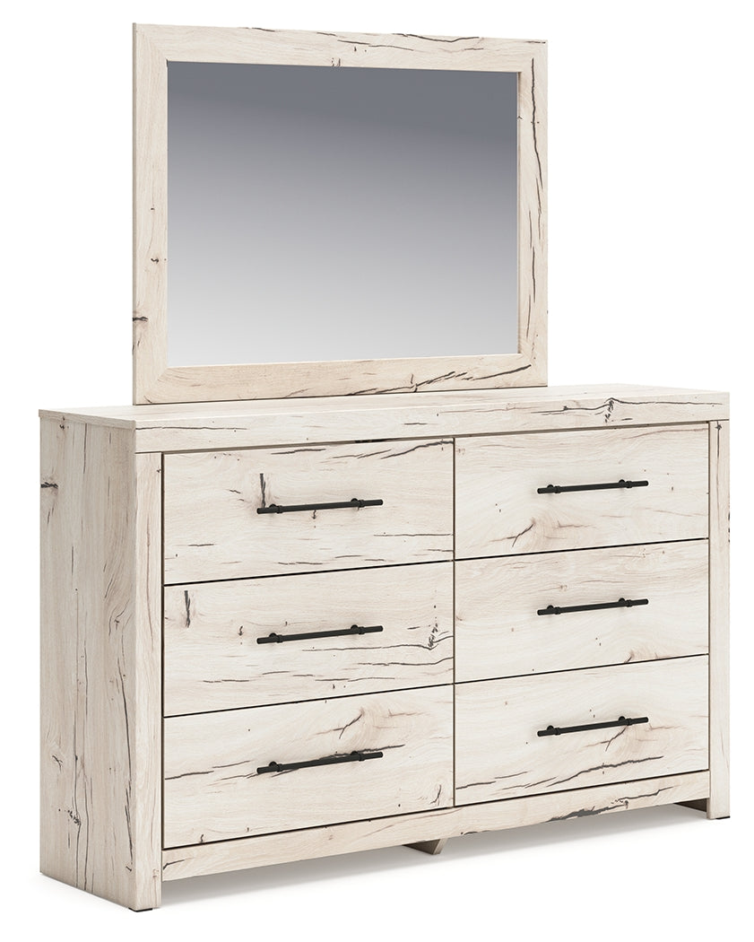 Haines Furniture Outlet - Ashley Furniture - Lawroy Bedroom - Dresser and Mirror / Light Natural - B2310B1