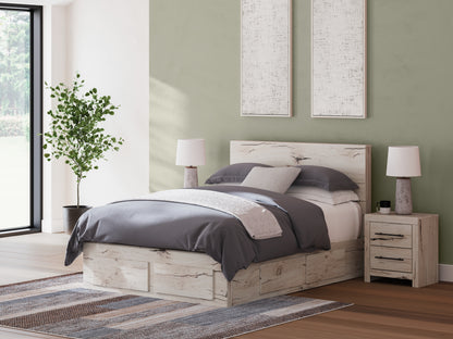 Haines Furniture Outlet - Ashley Furniture - Lawroy Bedroom - Full Panel Bed with Storage / Light Natural - B2310B42